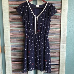 Butterfly sleeve v-neck dress